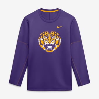 Men's Nike Purple LSU Tigers 2026 Sideline Coaches Therma-FIT Long Sleeve Top
