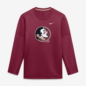 Men's Nike Garnet Florida State Seminoles 2026 Sideline Coaches Therma-FIT Long Sleeve Top