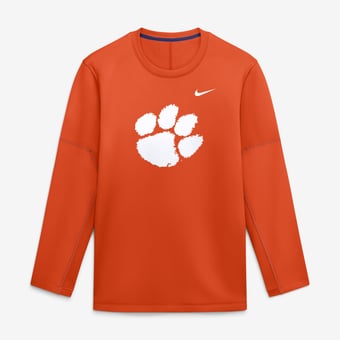 Men's Nike Orange Clemson Tigers 2026 Sideline Coaches Therma-FIT Long Sleeve Top