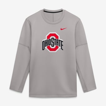 Men's Nike Gray Ohio State Buckeyes 2026 Sideline Coaches Therma-FIT Long Sleeve Top