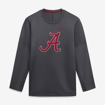 Men's Nike Anthracite Alabama Crimson Tide 2026 Sideline Coaches Therma-FIT Long Sleeve Top