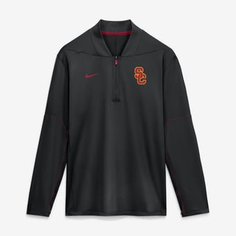 Men's Nike Black USC Trojans 2026 Sideline Midweight Half-Zip Dri-FIT Pullover