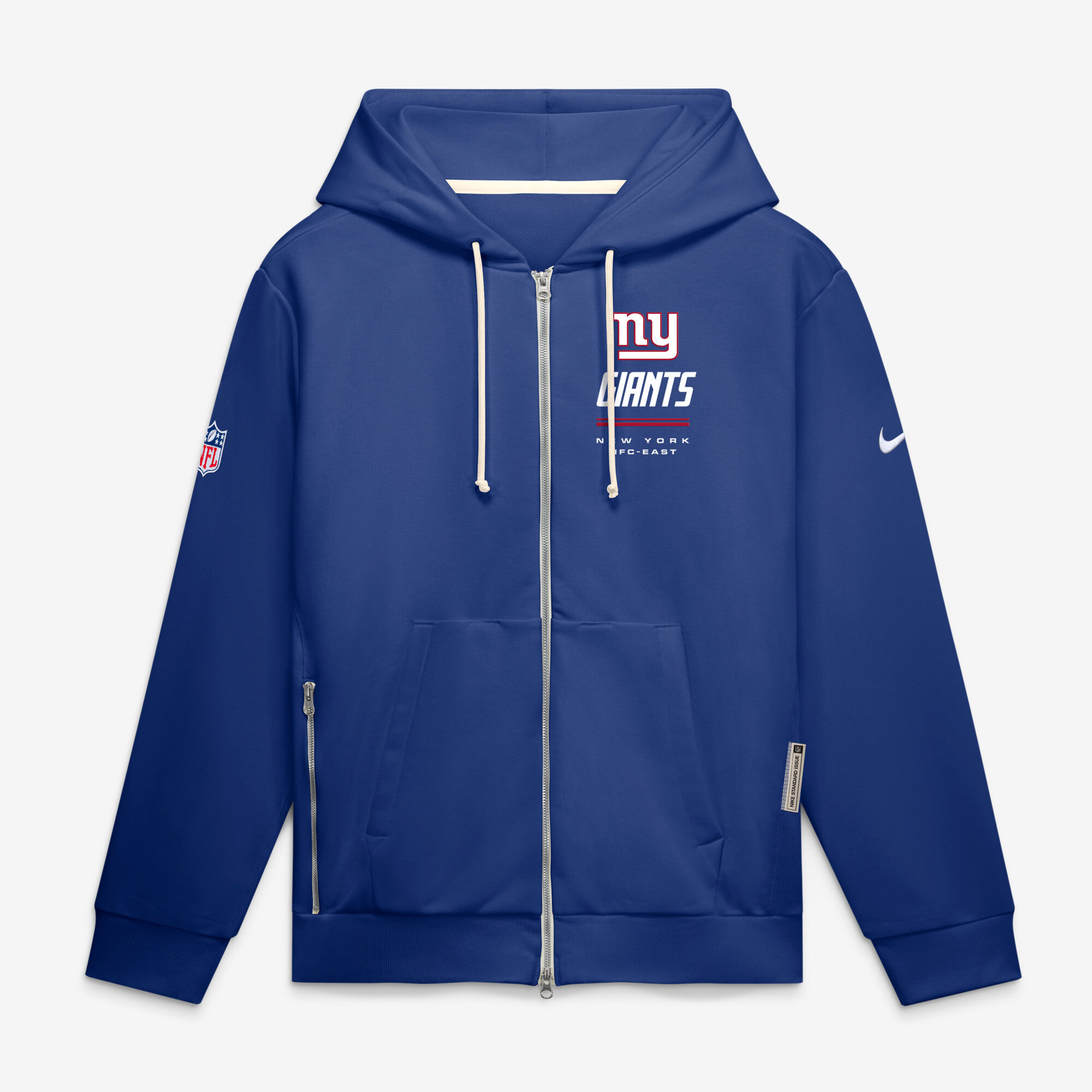New York Giants Sideline Standard Issue Nike Men's Dri-FIT NFL Full-Zip Hoodie in Blue | 03AV4EW8I-JK9