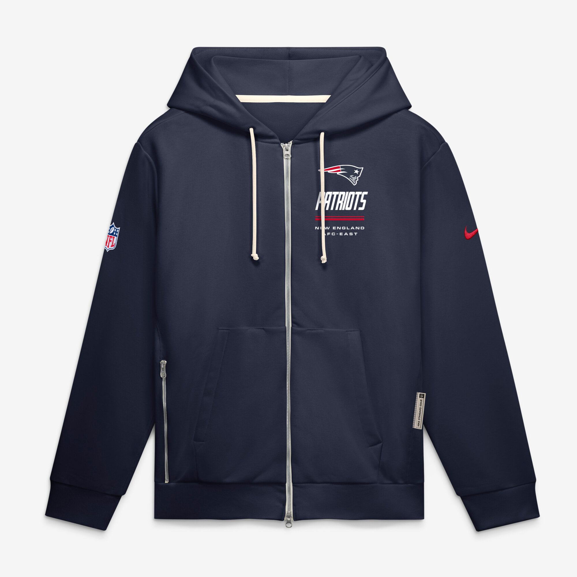Men's Nike Navy New England Patriots Sideline Standard Issue Quarterback Scramble Dri-FIT Full-Zip Hoodie