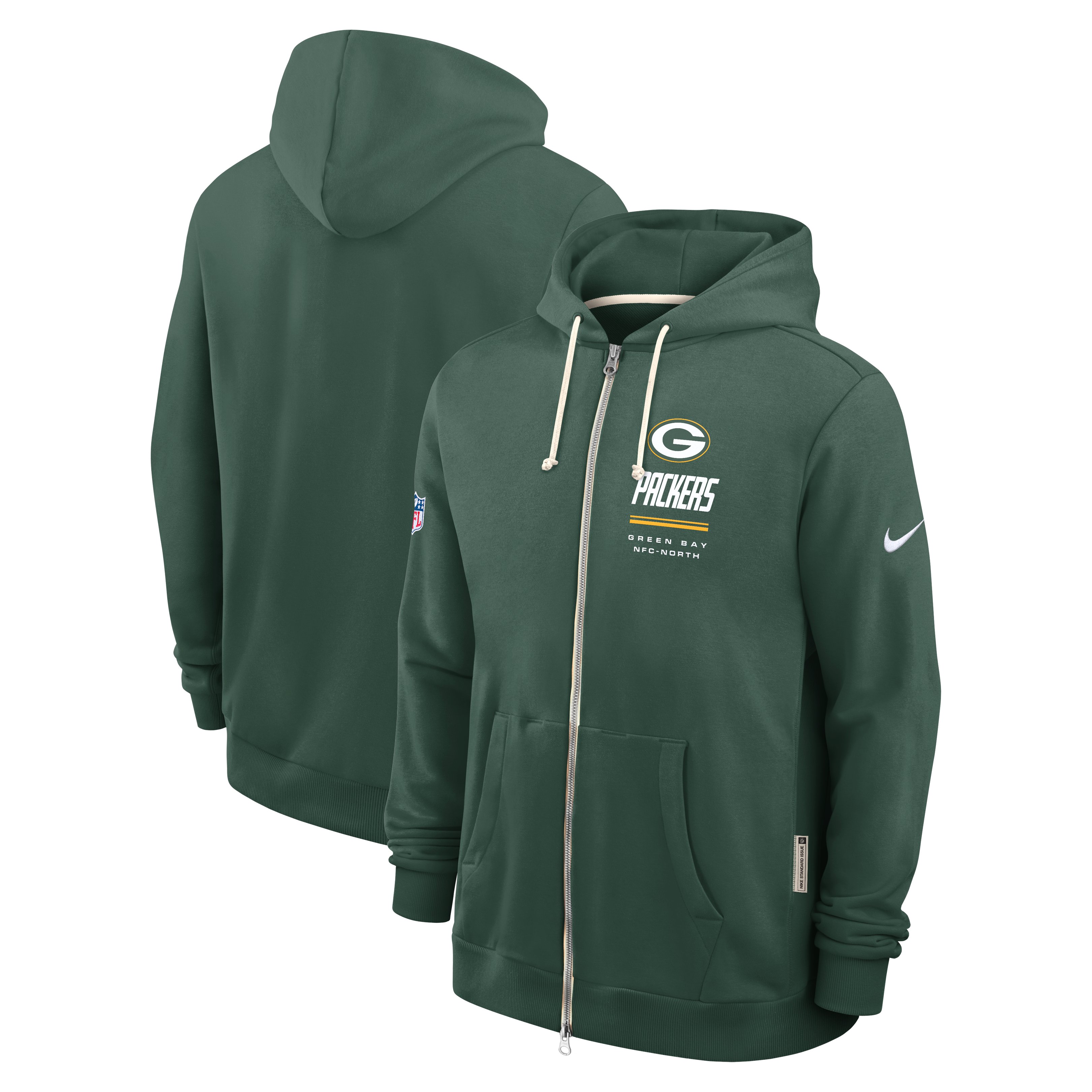 Men’s Nike Green Green Bay Packers Sideline Standard Issue Quarterback Scramble Dri-FIT Full-Zip Hoodie Men’s Nike Green Green Bay Packers Sideline Standard Issue Quarterback Scramble Dri-FIT Full-Zip Hoodie