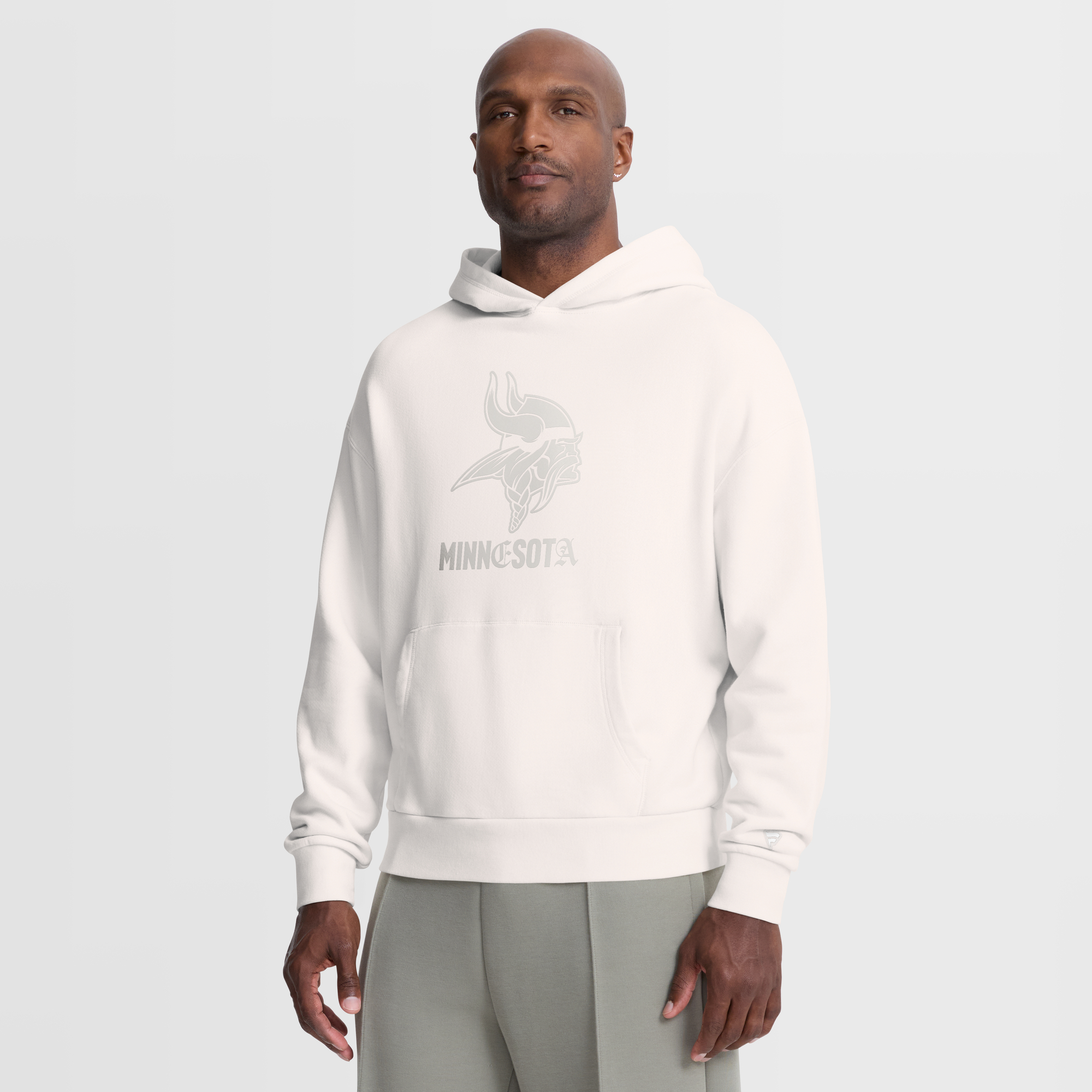 Fanatics Men's Cream Minnesota Vikings Oversized Type Play Location Hoodie - Cream