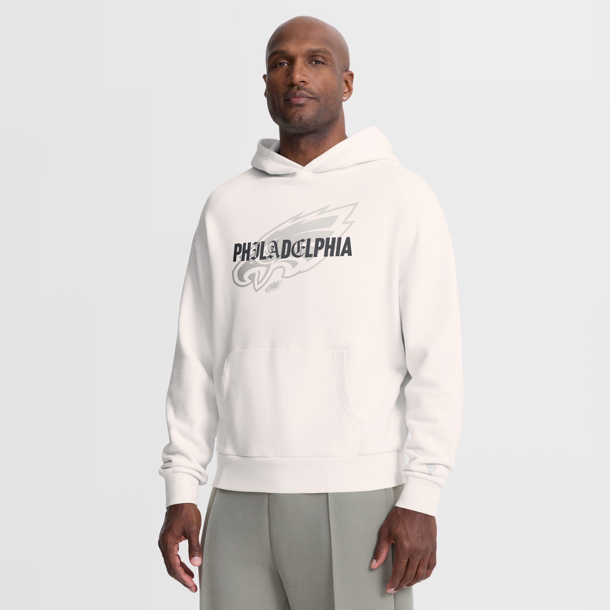 Men's Fanatics Cream Philadelphia Eagles Oversized Type Play Location Hoodie