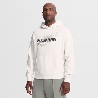 Men's Fanatics Cream Philadelphia Eagles Oversized Type Play Location Hoodie