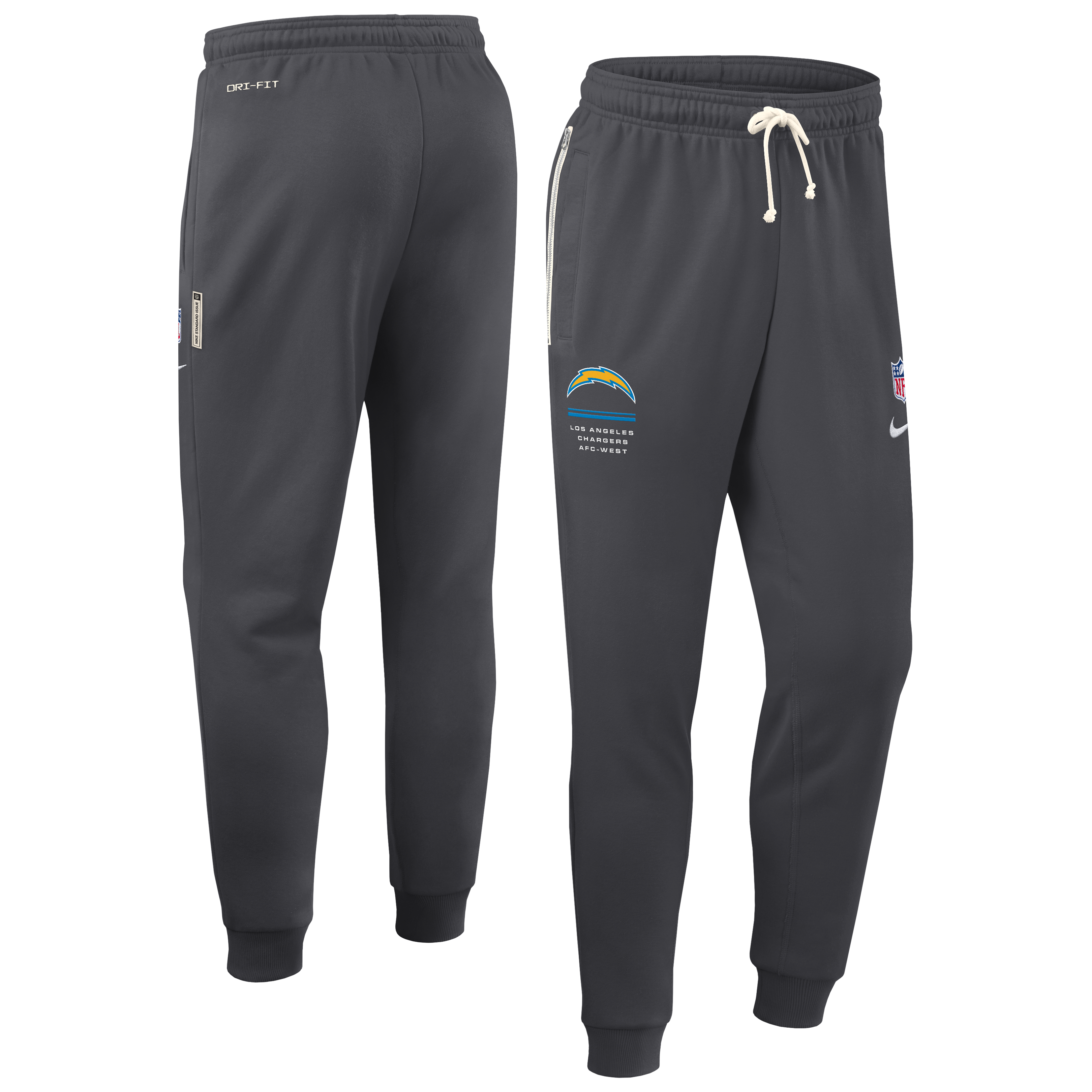 Men's Nike Charcoal Los Angeles Chargers Sideline Standard Issue Touchback Kick Dri-FIT Taper Pants