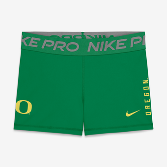 Women's Nike Green Oregon Ducks Pro Dri-FIT Mid-Rise Shorts