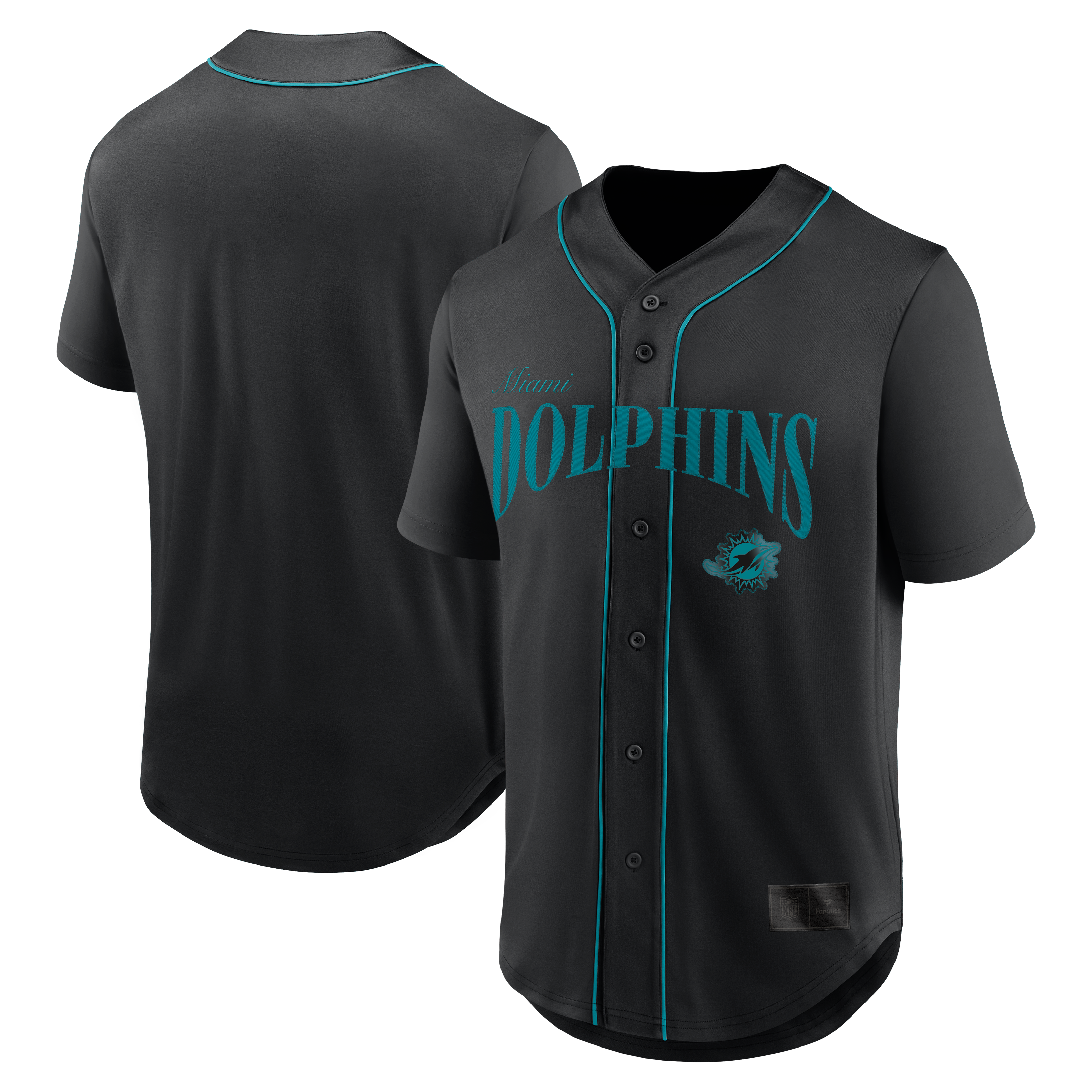 Men's Fanatics Black Miami Dolphins After Hours Button-Up Baseball Top