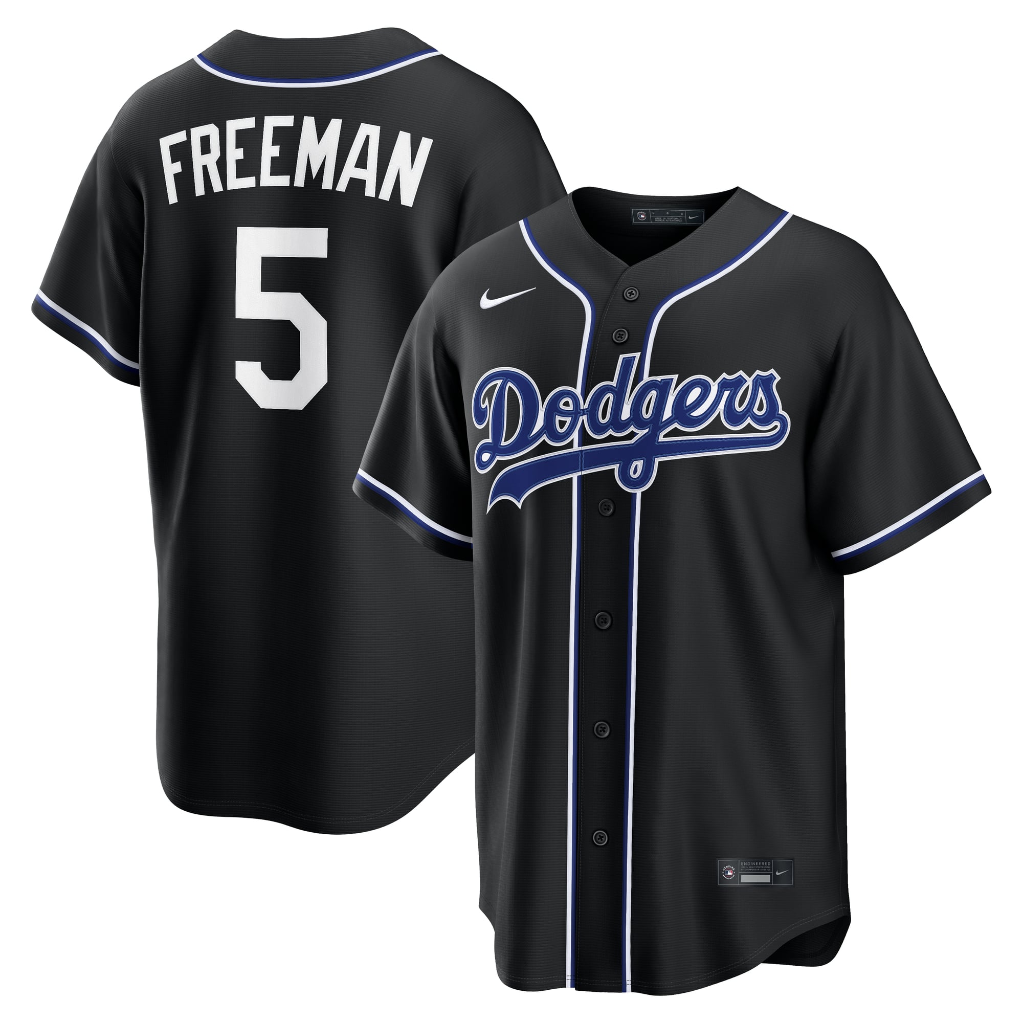 Men's Nike Freddie Freeman Los Angeles Dodgers Fashion Replica Black Out Jersey