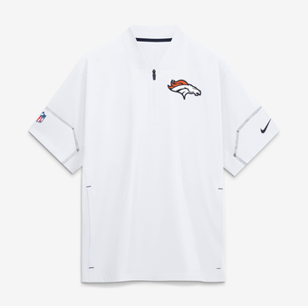 Men's Nike White Denver Broncos Sideline Short Sleeve Quarter-Zip Coaches Jacket
