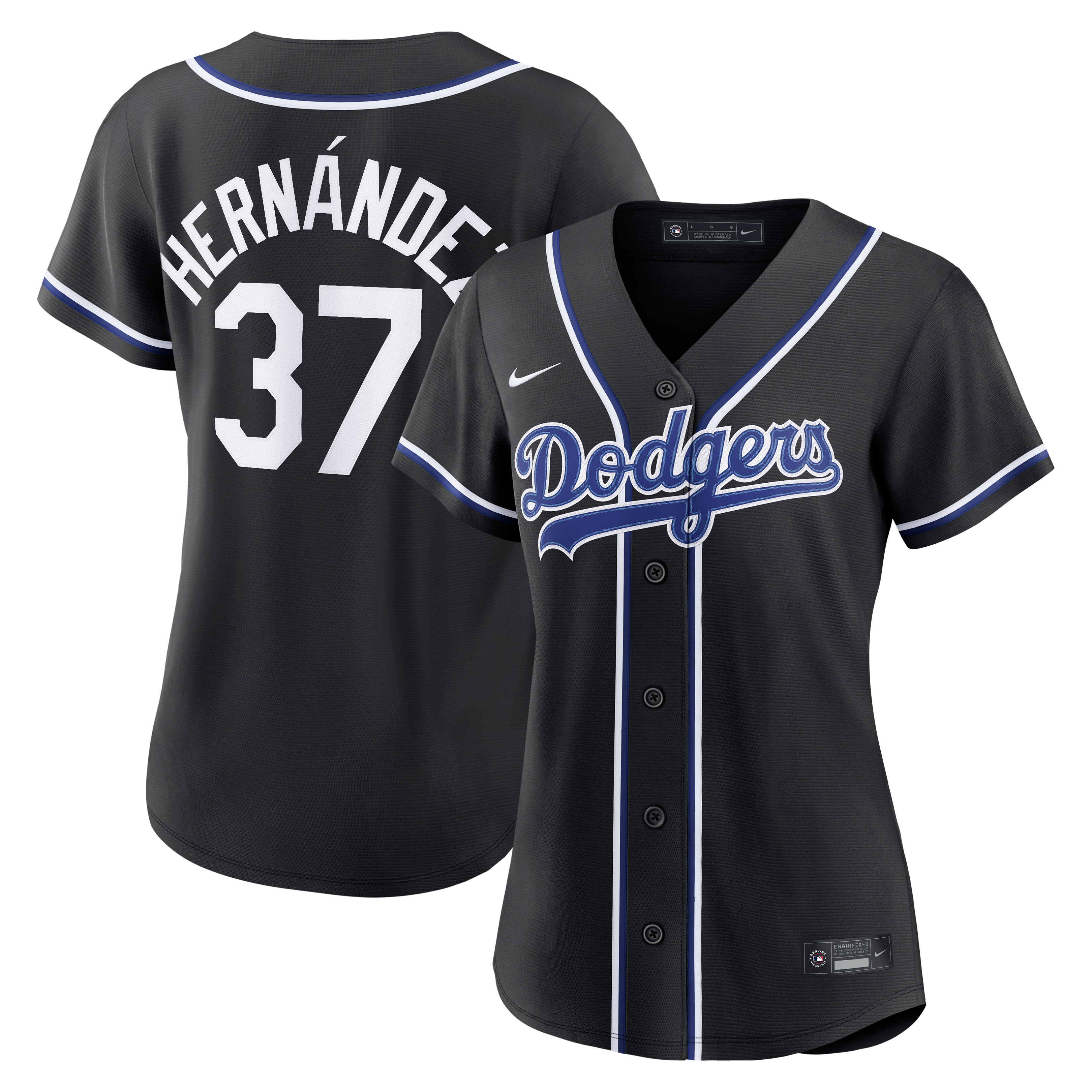 Women's Nike Teoscar Hernández Los Angeles Dodgers Fashion Black Out Replica Jersey