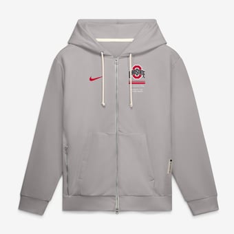 Men's Nike  Gray Ohio State Buckeyes 2026 Sideline Standard Issue Dri-FIT Full-Zip Hoodie