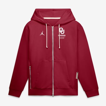 Men's Jordan Brand  Crimson Oklahoma Sooners 2026 Sideline Standard Issue Dri-FIT Full-Zip Hoodie
