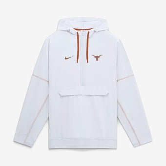 Men's Nike White Texas Longhorns 2026 Sideline Anorak Half-Zip Hooded Jacket