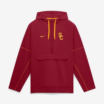 Men's Nike Cardinal USC Trojans 2026 Sideline Anorak Half-Zip Hooded Jacket