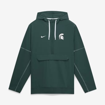 Men's Nike Green Michigan State Spartans 2026 Sideline Anorak Half-Zip Hooded Jacket