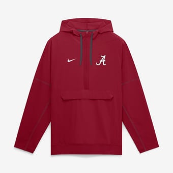 Men's Nike Crimson Alabama Crimson Tide 2026 Sideline Anorak Half-Zip Hooded Jacket