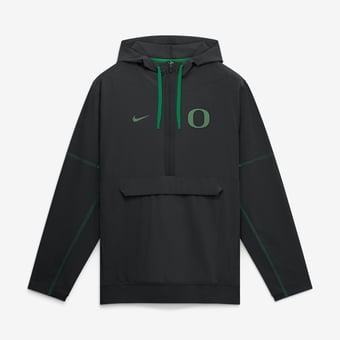 Men's Nike Black Oregon Ducks 2026 Sideline Anorak Half-Zip Hooded Jacket