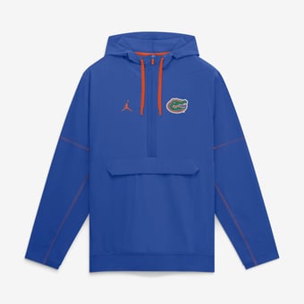 Men's Jordan Brand Royal Florida Gators 2026 Sideline Anorak Half-Zip Hooded Jacket