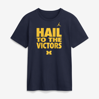 Men's Jordan Brand Navy Michigan Wolverines 2026 Sideline Dri-FIT Slogan T-Shirt