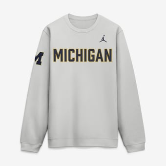 Men's Jordan Brand Gray Michigan Wolverines 2026 Sideline Club Sweatshirt