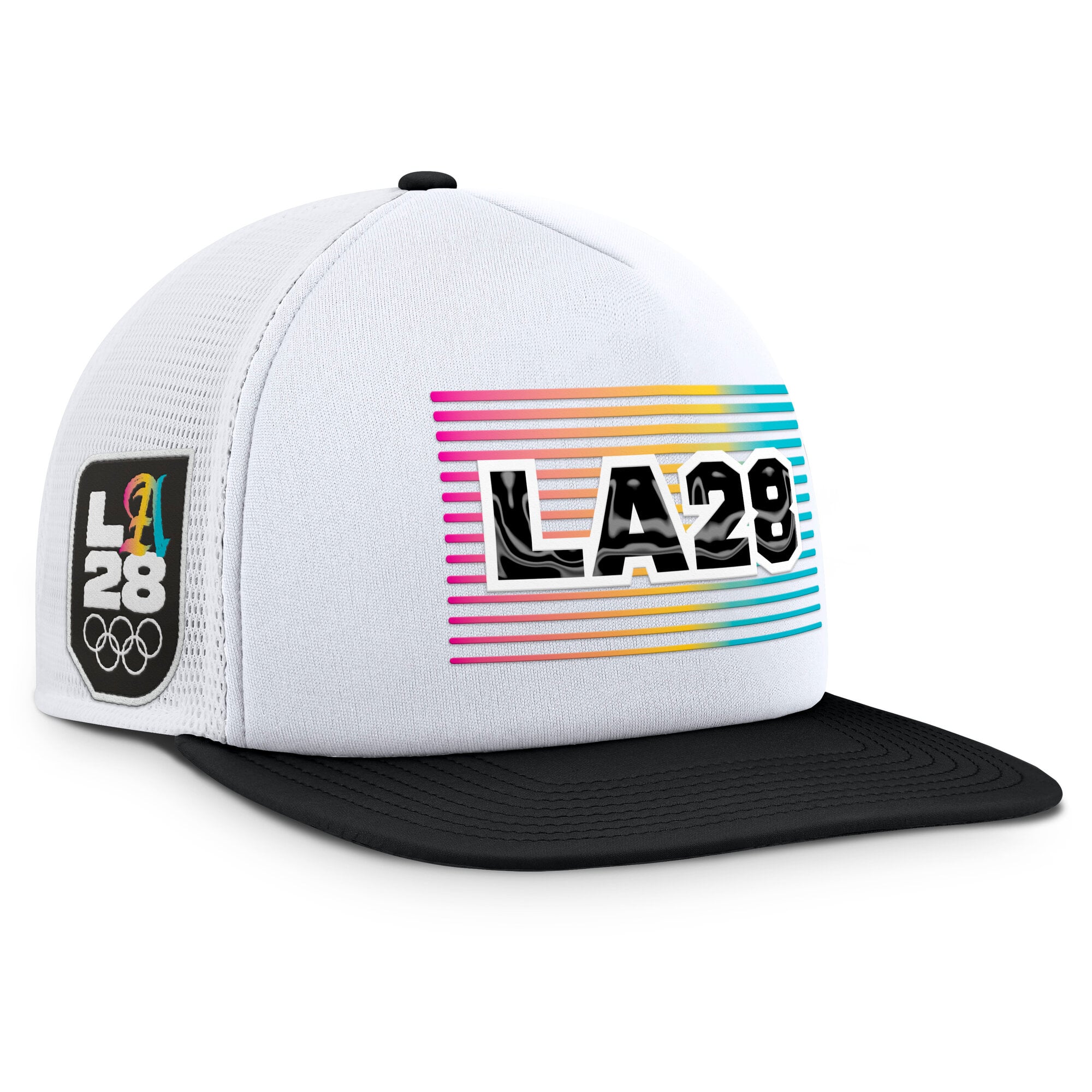 Men's Fanatics White/Black LA28 Summer Olympics On Deck A-Frame Trucker Adjustable Hat