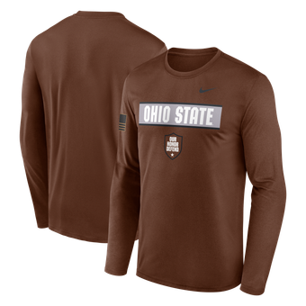 Men's Nike Brown Ohio State Buckeyes 2026 Military Appreciation Dri-FIT Long Sleeve T-Shirt