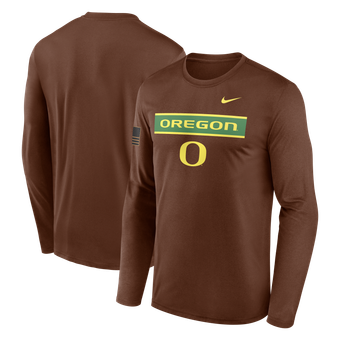 Men's Nike Brown Oregon Ducks 2026 Military Appreciation Dri-FIT Long Sleeve T-Shirt