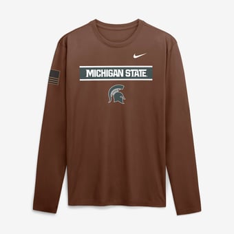 Men's Nike Brown Michigan State Spartans 2026 Military Appreciation Dri-FIT Long Sleeve T-Shirt