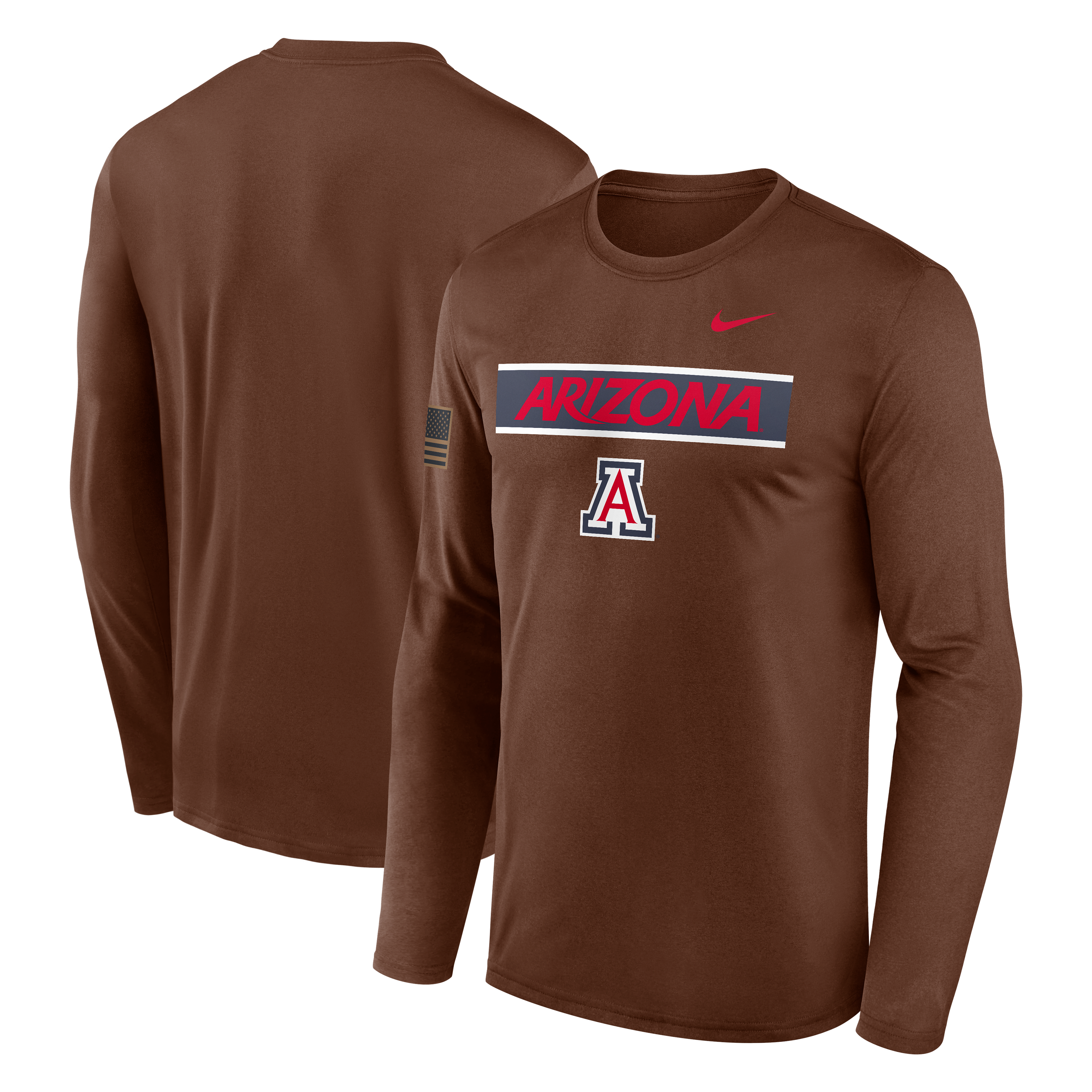 Men's Nike Brown Arizona Wildcats 2026 Military Appreciation Dri-FIT Long Sleeve T-Shirt
