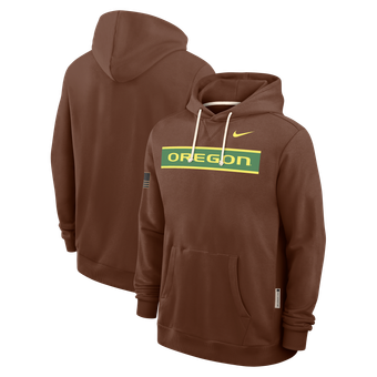 Men's Nike Brown Oregon Ducks 2026 Military Appreciation Sideline Standard Issue Dri-FIT Hoodie