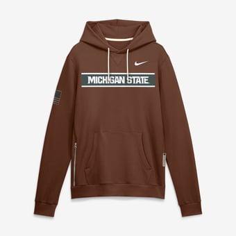 Men's Nike Brown Michigan State Spartans 2026 Military Appreciation Sideline Standard Issue Dri-FIT Hoodie