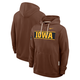 Men's Nike Brown Iowa Hawkeyes 2026 Military Appreciation Sideline Standard Issue Dri-FIT Hoodie