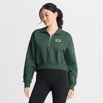 Women's Nike Green Green Bay Packers Phoenix Fleece Quarter-Zip Sweatshirt