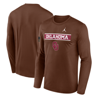 Men's Jordan Brand Brown Oklahoma Sooners 2026 Military Appreciation Dri-FIT Long Sleeve T-Shirt