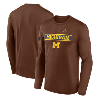 Men's Jordan Brand Brown Michigan Wolverines 2026 Military Appreciation Dri-FIT Long Sleeve T-Shirt