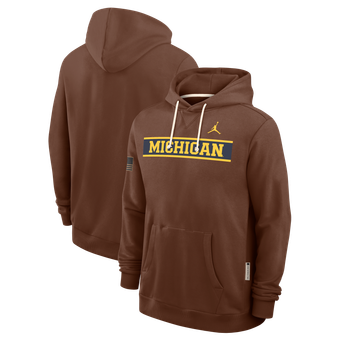 Men's Jordan Brand Brown Michigan Wolverines 2026 Military Appreciation Sideline Standard Issue Dri-FIT Hoodie