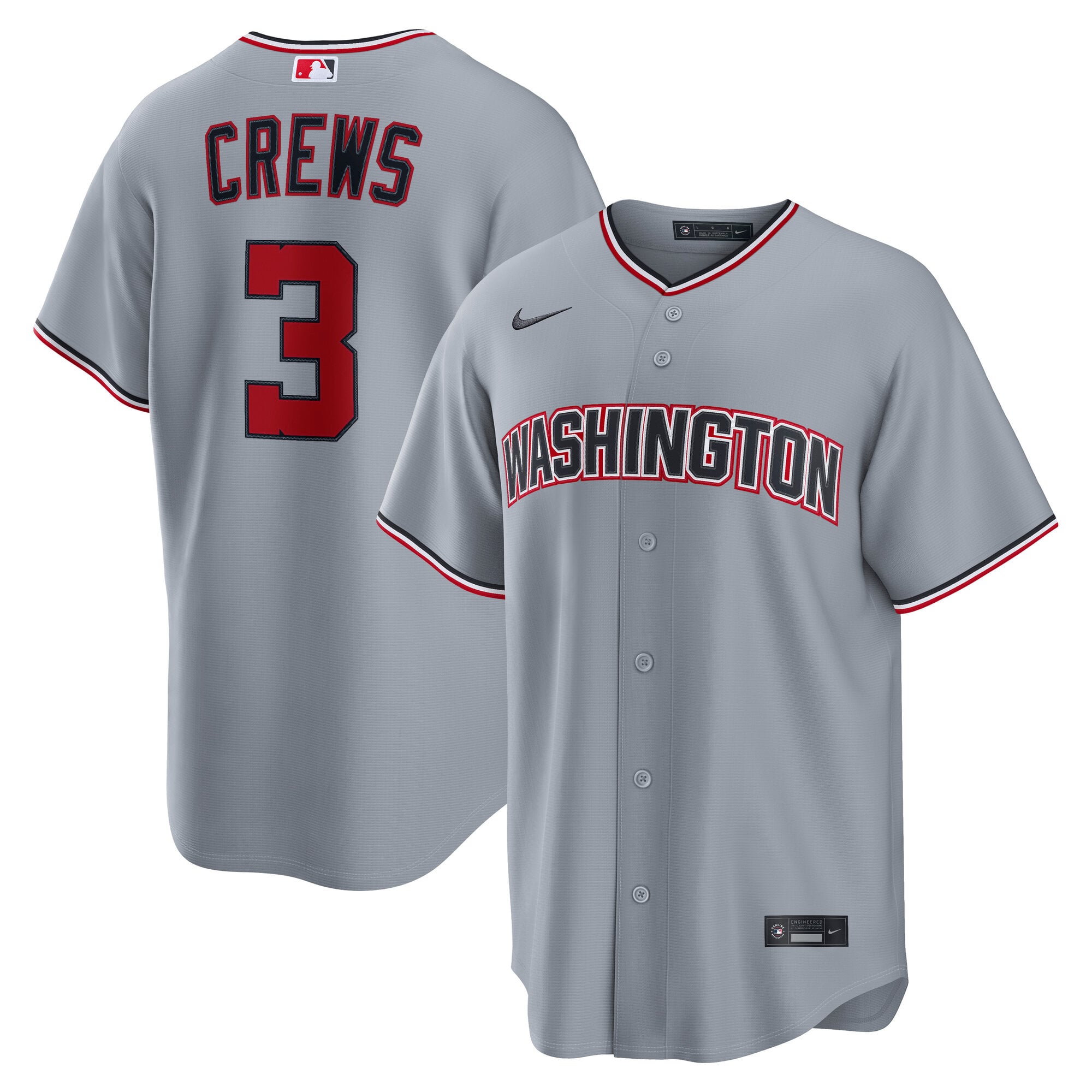 Men's Nike Dylan Crews Gray Washington Nationals Road Replica Jersey