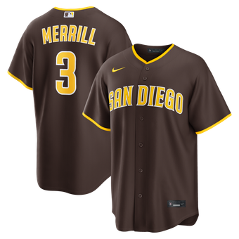Men's Nike Jackson Merrill Brown San Diego Padres Road Replica Jersey