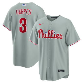 Men's Nike Bryce Harper Gray Philadelphia Phillies Road Replica Jersey