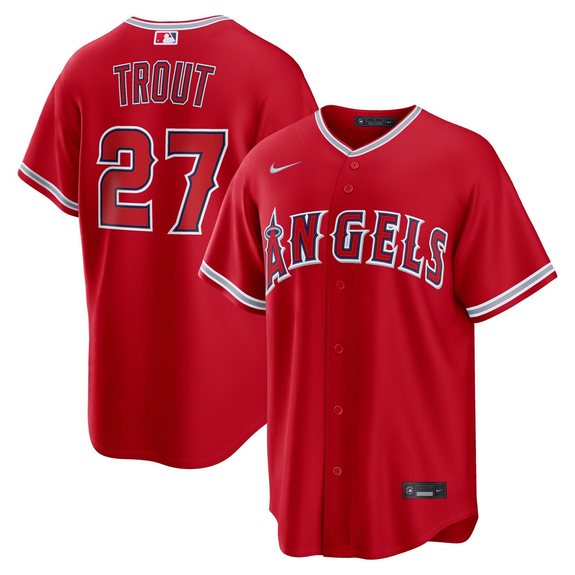 Men's Nike Mike Trout Red Los Angeles Angels Alternate Replica Jersey
