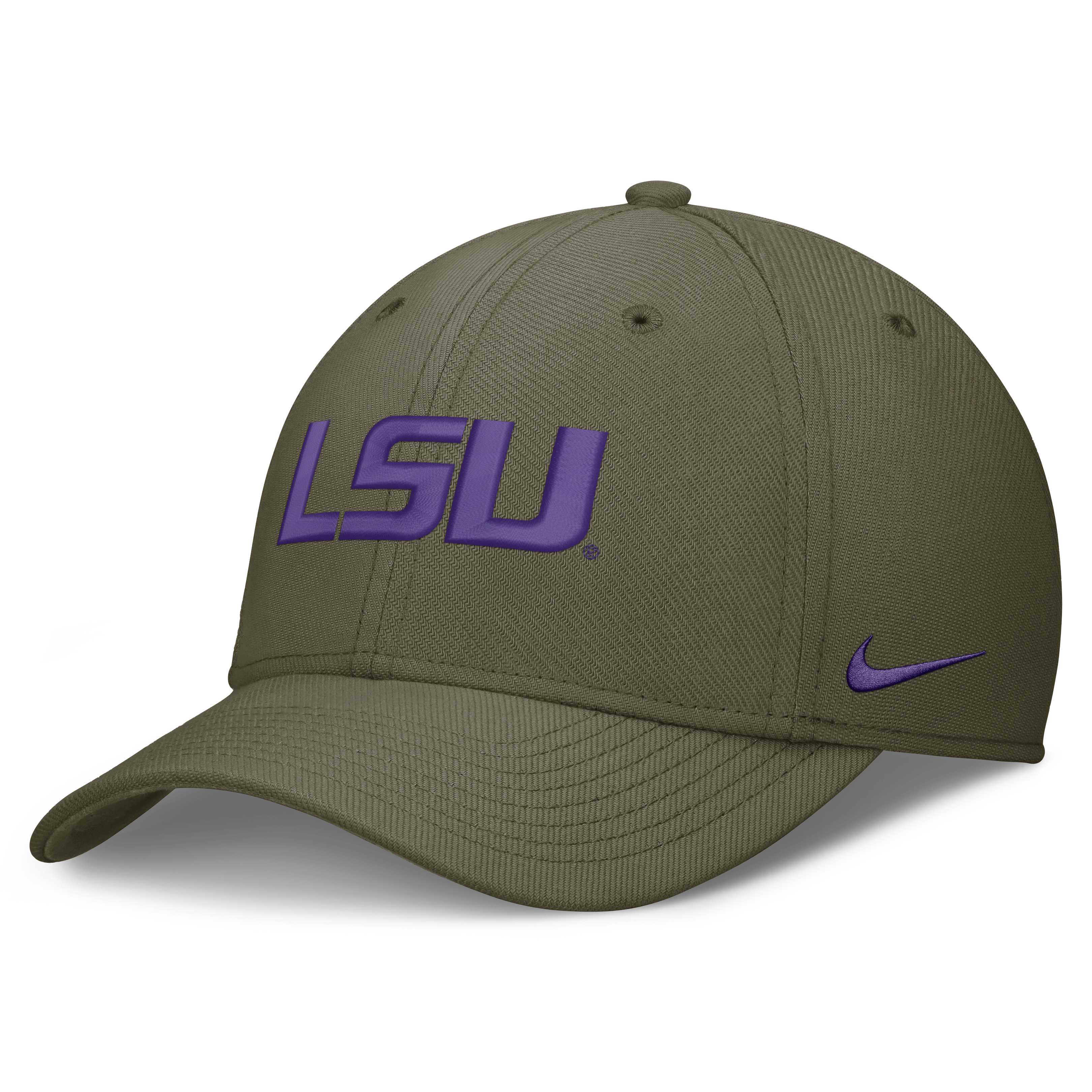 Men's Nike  Olive LSU Tigers Primetime SwooshFlex Dri-FIT Hat