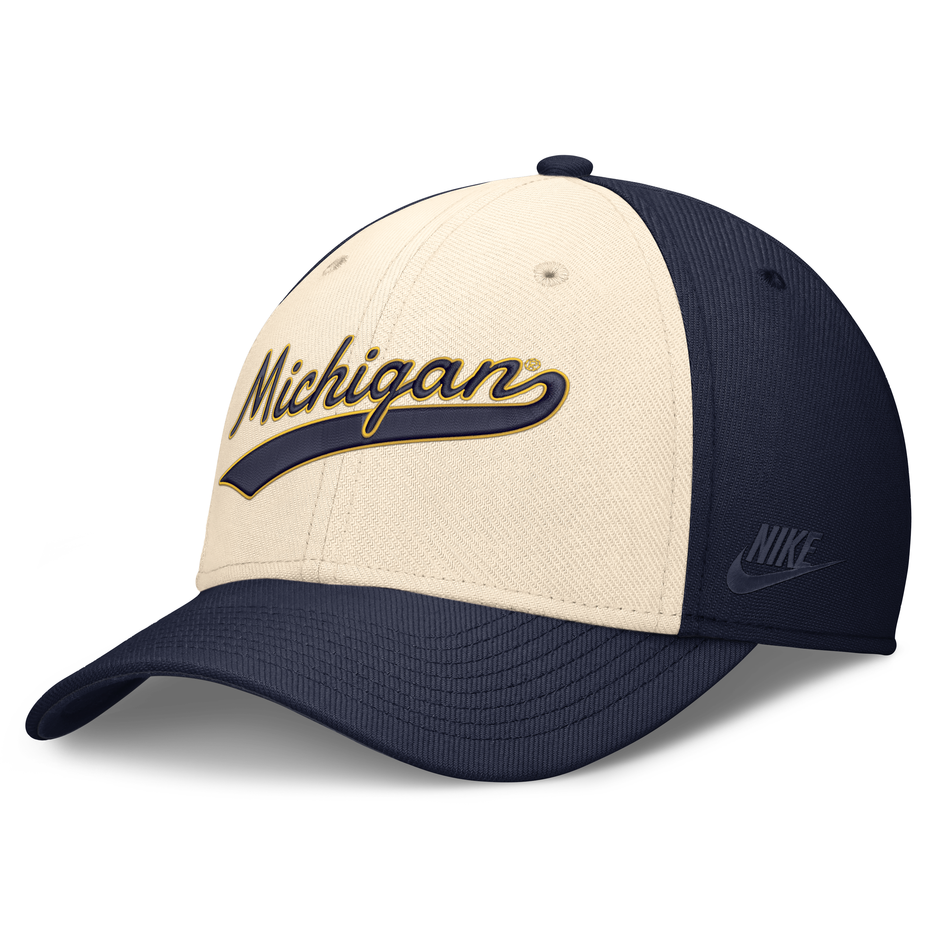 Men's Nike Natural/Navy Michigan Wolverines Legacy Swooshflex Dri-FIT Hat