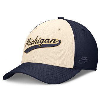 Men's Nike  Natural/Navy Michigan Wolverines Legacy Swooshflex Dri-FIT Hat