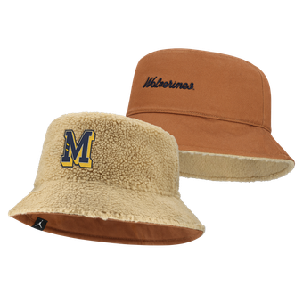 Unisex Jordan Brand  Beige/Tan Michigan Wolverines Campus Prep Script Reversible Bucket Hat