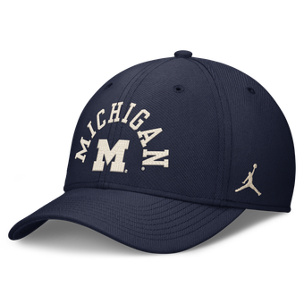 Men's Jordan Brand  Navy Michigan Wolverines Campus Prep Chained & Arched Swooshflex Flex Hat