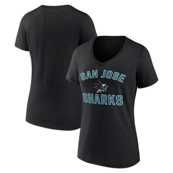 Women's Logo Athletic  Black San Jose Sharks Arch Victory V-Neck T-Shirt